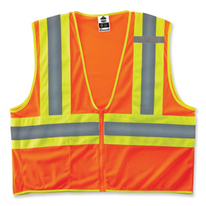 ergodyne GloWear 8229Z Class 2 Economy Two-Tone Zipper Vest, Polyester, Small/Medium, Orange View Product Image