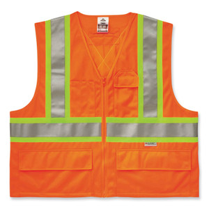 ergodyne GloWear 8235ZX Class 2 Two-Tone X-Back Vest, Polyester, 4X-Large/5X-Large, Orange View Product Image