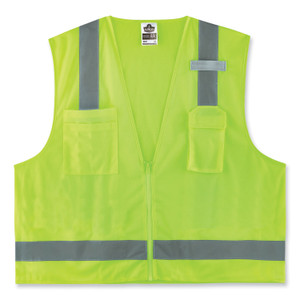 ergodyne GloWear 8249Z-S Single Size Class 2 Economy Surveyors Zipper Vest, Polyester, Small, Lime View Product Image