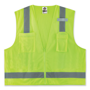 ergodyne GloWear 8249Z-S Single Size Class 2 Economy Surveyors Zipper Vest, Polyester, 5X-Large, Lime View Product Image