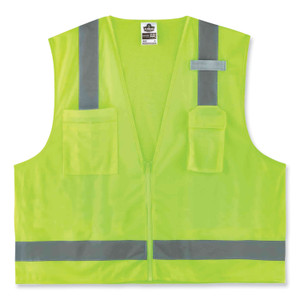 ergodyne GloWear 8249Z Class 2 Economy Surveyors Zipper Vest, Polyester, Small/Medium, Lime View Product Image