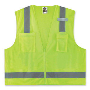 ergodyne GloWear 8249Z Class 2 Economy Surveyors Zipper Vest, Polyester, 2X-Large/3X-Large, Lime View Product Image