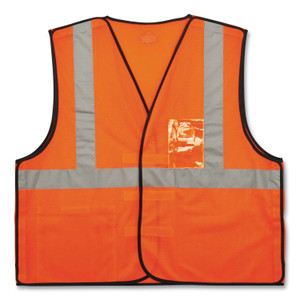 ergodyne GloWear 8216BA Class 2 Breakaway Mesh ID Holder Vest, Polyester, 4X-Large/5X-Large, Orange View Product Image