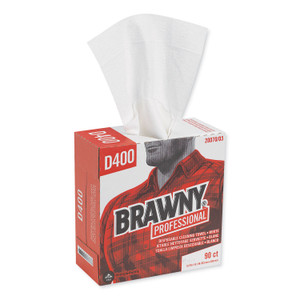 Brawny Professional Medium Duty Premium DRC Wipers, 1-Ply, 9.25 x 16.3, Unscented, White, 90/Box (GPC2007003) View Product Image