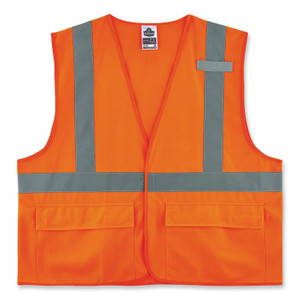 ergodyne GloWear 8225HL Class 2 Standard Solid Hook and Loop Vest, Polyester, Orange, 4X-Large/5X-Large View Product Image