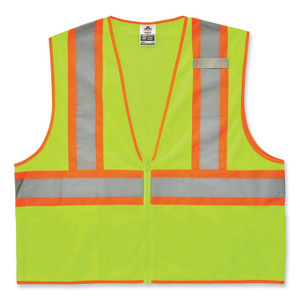 ergodyne GloWear 8229Z Class 2 Economy Two-Tone Zipper Vest, Polyester, 2X-Large/3X-Large, Lime View Product Image