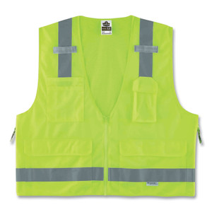 ergodyne GloWear 8250Z Class 2 Surveyors Zipper Vest, Polyester, 2X-Large/3X-Large, Lime View Product Image