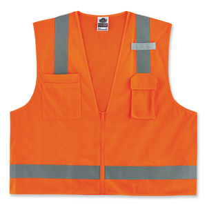 ergodyne GloWear 8249Z-S Single Size Class 2 Economy Surveyors Zipper Vest, Polyester, Small, Orange View Product Image