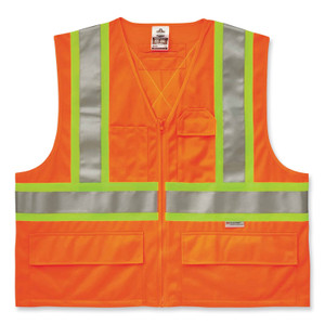 ergodyne GloWear 8235ZX Class 2 Two-Tone X-Back Vest, Polyester, Small/Medium, Orange View Product Image