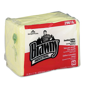 Brawny Professional Dusting Cloths Quarterfold, 17 x 24, Unscented, Yellow, 50/Pack, 4 Packs/Carton (GPC29616) View Product Image
