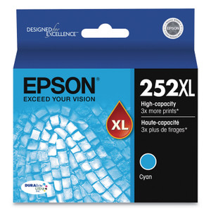 Epson T252XL220-S (252XL) DURABrite Ultra High-Yield Ink, 1,100 Page-Yield, Cyan View Product Image