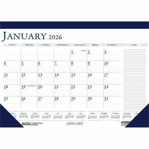 House of Doolittle Blue/Gray Print Monthly Desk Pad - Julian Dates - Monthly - 12 Month - January 2026 to December 2026 - 1 Month Single Page Layout Product Image 
