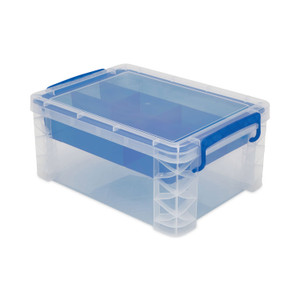 Advantus Super Stacker Divided Storage Box, 6 Sections, 10.38" x 14.25" x 6.5", Clear/Blue (AVT37371) View Product Image