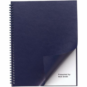 GBC Regency Letter Presentation Cover - 8 1/2" x 11" - 200 Sheets Capacity - Imitation Leather, Faux Leather, Paper Stock - Navy - Rounded Corner, Durable, Unpunched, Opaque Product Image 