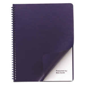 GBC Leather-Look Presentation Covers for Binding Systems, Navy, 11.25 x 8.75, Unpunched, 100 Sets/Box View Product Image