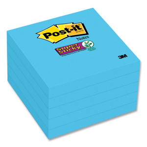 Post-it Notes Super Sticky Self-Stick Notes, 3" x 3", Electric Blue, 90 Sheets/Pad, 5 Pads/Pack View Product Image