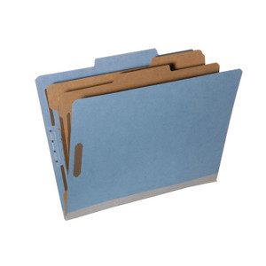 AbilityOne 7530014181314, SKILCRAFT Classification Folder, 2 Dividers, 6 Fasteners, Letter Size, Blue Exterior, 10/Box View Product Image