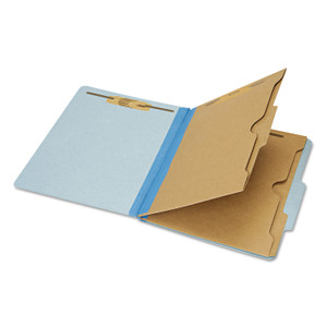AbilityOne 7530016006984, SKILCRAFT Pocket Classification Folder, 2" Expansion, 2 Dividers, 6 Fasteners, Letter Size, Light Blue, 10/Box View Product Image