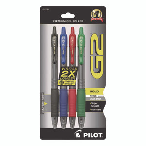 Pilot G2 Premium Gel Pen, Retractable, Bold 1 mm, Assorted Ink and Barrel Colors, 4/Pack View Product Image