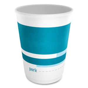 Perk Insulated Paper Hot Cups, 12 oz, White/Blue, 40/Pack View Product Image