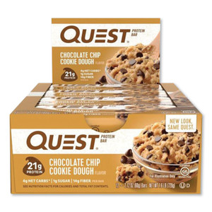 Quest Protein Bars, Chocolate Chip Cookie Dough, 2.12 oz Bar, 12 Bars/Box View Product Image