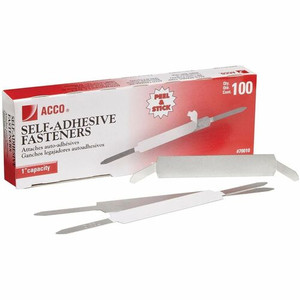 ACCO Self-Adhesive Fasteners - 1" Size Capacity - Self-adhesive, Coined Edge - Steel Product Image 