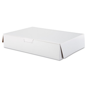 White One-Piece Non-Window Bakery Boxes, 1/2-Sheet Cake Box, 19 x 14 x 4, White, Paper, 50/Carton (SCH1029) View Product Image