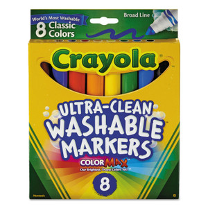 Crayola Ultra-Clean Washable Markers, Broad Bullet Tip, Assorted Colors, 8/Pack View Product Image