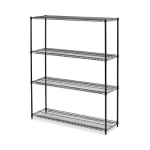 Alera All-Purpose Wire Shelving Starter Kit, Four-Shelf, 60w x 18d x 72h, Black Anthracite Plus (ALESW206018BA) View Product Image