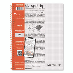 Roaring Spring Whitelines Notebook, Quadrille Rule (5 sq/in), Gray/Orange Cover, (70) 11 x 8.5 Sheets View Product Image