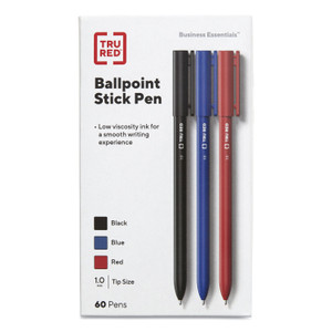 TRU RED Ballpoint Pen, Stick, Medium 1 mm, Assorted Ink and Barrel Colors, 60/Pack View Product Image