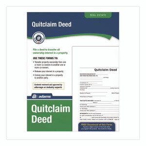 Adams Quitclaim Deed Forms with Instructions and Free Downloads, One-Part (No Copies), 8.5 x 11, 4 Forms Total View Product Image