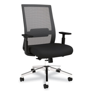 Alera Ashdale Ergonomic Fabric Swivel Task Chair, Supports 275 lb, 18.15 to 21.89 Seat Height, Black Seat/Back, Silver Base View Product Image