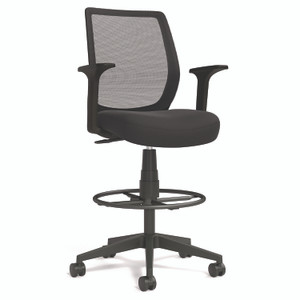 Alera Wessex Drafting Stool, Mesh Back, Supports Up to 275 lb, 27.95 to 33.66 Seat Height, Black Seat, Black Back, Black Base View Product Image