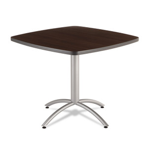 Iceberg CafeWorks Cafe-Height Table, Square, 36" x 36" x 30", Walnut/Silver (ICE65614) View Product Image
