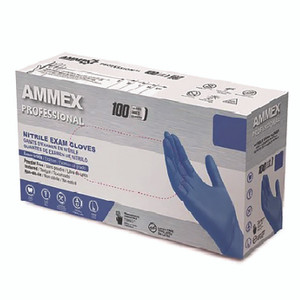 AMMEX Professional Nitrile Exam Gloves, Powder-Free, Large, Blue, 100/Box View Product Image