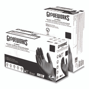 GloveWorks by AMMEX Nitrile Exam Gloves, 2X-Large, Black, 100/Box View Product Image