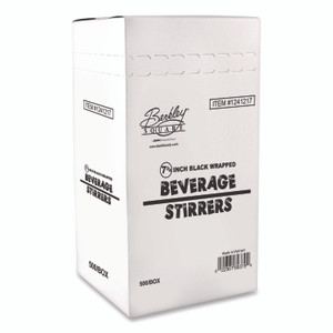 Berkley Square Wrapped Polypropylene Stirrers, 7.75", Black, 500/Box View Product Image