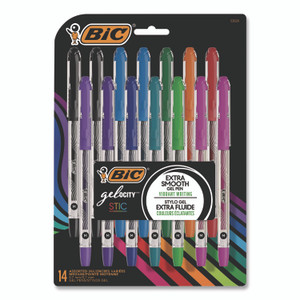 BIC Gel-ocity STIC Gel Pen, Stick, Medium 0.7 mm, Randomly Selected Ink and Barrel Color Assortment, 14/Pack View Product Image