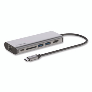 Belkin Connect 6-in-1 USB-C Multiport Adapter Hub, 6-Port, Gray View Product Image