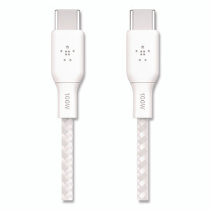 Belkin BOOST CHARGE Braided USB-C to USB-C Cable, 100 W Power Delivery, 6.6 ft, White, 2/Pack View Product Image
