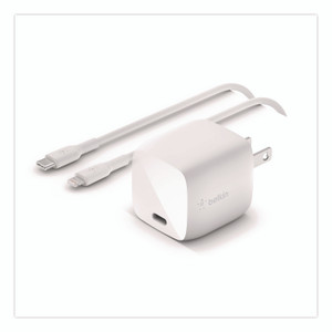Belkin BOOST CHARGE USB-C PD 3.0 PPS Wall Charger + USB-C to USB-C Cable, White View Product Image