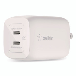 Belkin BOOST CHARGE Pro Dual USB-C GaN Wall Charger with PPS, White View Product Image