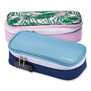Bostitch It's Academic Locking Pencil Case, 2 Compartments, 4.75" x 2.5" x 2.5", Assorted Colors, 2/Pack View Product Image