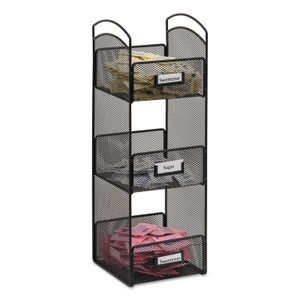 Safco Onyx Breakroom Organizers, 3 Compartments, 6 x 6 x 18, Steel Mesh, Black (SAF3290BL) View Product Image