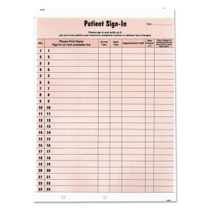 Tabbies Patient Sign-In Label Forms, Two-Part Carbon, 8.5 x 11.63, Salmon Sheets, 125 Forms Total (TAB14530) View Product Image