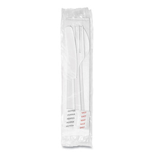 Berkley Square Medium Heavyweight Cutlery Kit, Fork/Knife/Napkin/Pepper/Salt/Spoon, Plastic, White, 250/Carton View Product Image
