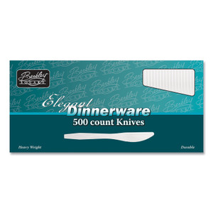 Berkley Square Elegant Dinnerware Heavyweight Cutlery, Knife, Plastic, White, 500/Box View Product Image
