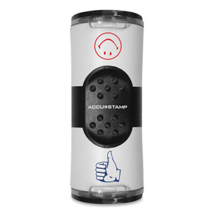ACCUSTAMP Dual Message Pre-Inked Round Stamp, Smiley Face/Thumbs-Up, 0.63" dia, Red/Blue View Product Image