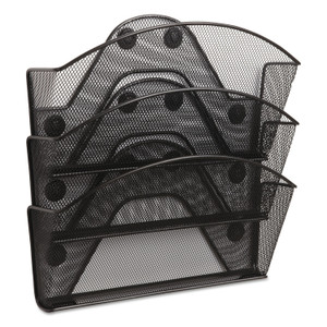Safco Onyx Magnetic Mesh Panel Accessories, 3 File Pocket, 13 x 4.25 x 13.5. Black View Product Image